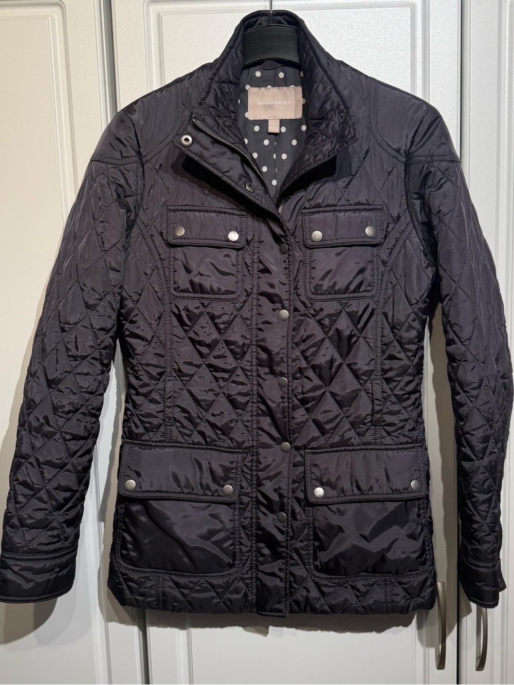 Banana Republic Quilted Dark Charcoal Utility Puffer Jacket